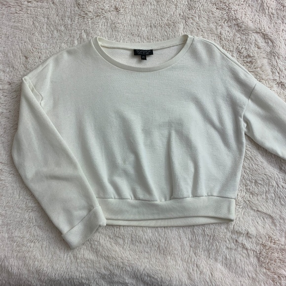 Topshop Sweaters - Topshop White Long Sleeve Crewneck Sweater Top